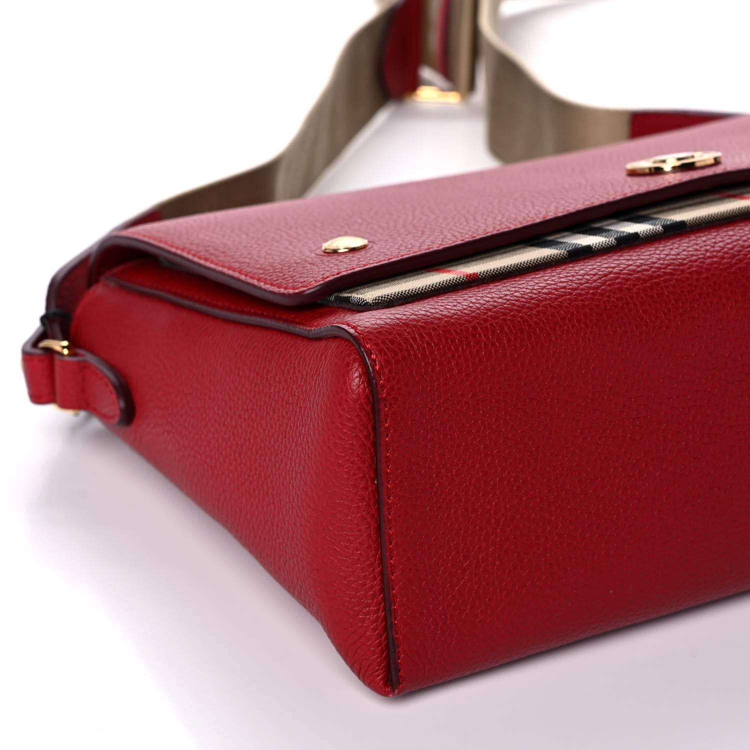 Burberry Calfskin Vintage Check Note Crossbody Bag Carmine Red 7 of 8