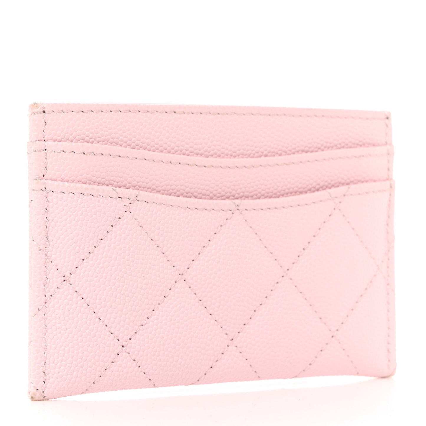 Caviar Quilted Card Holder Light Pink