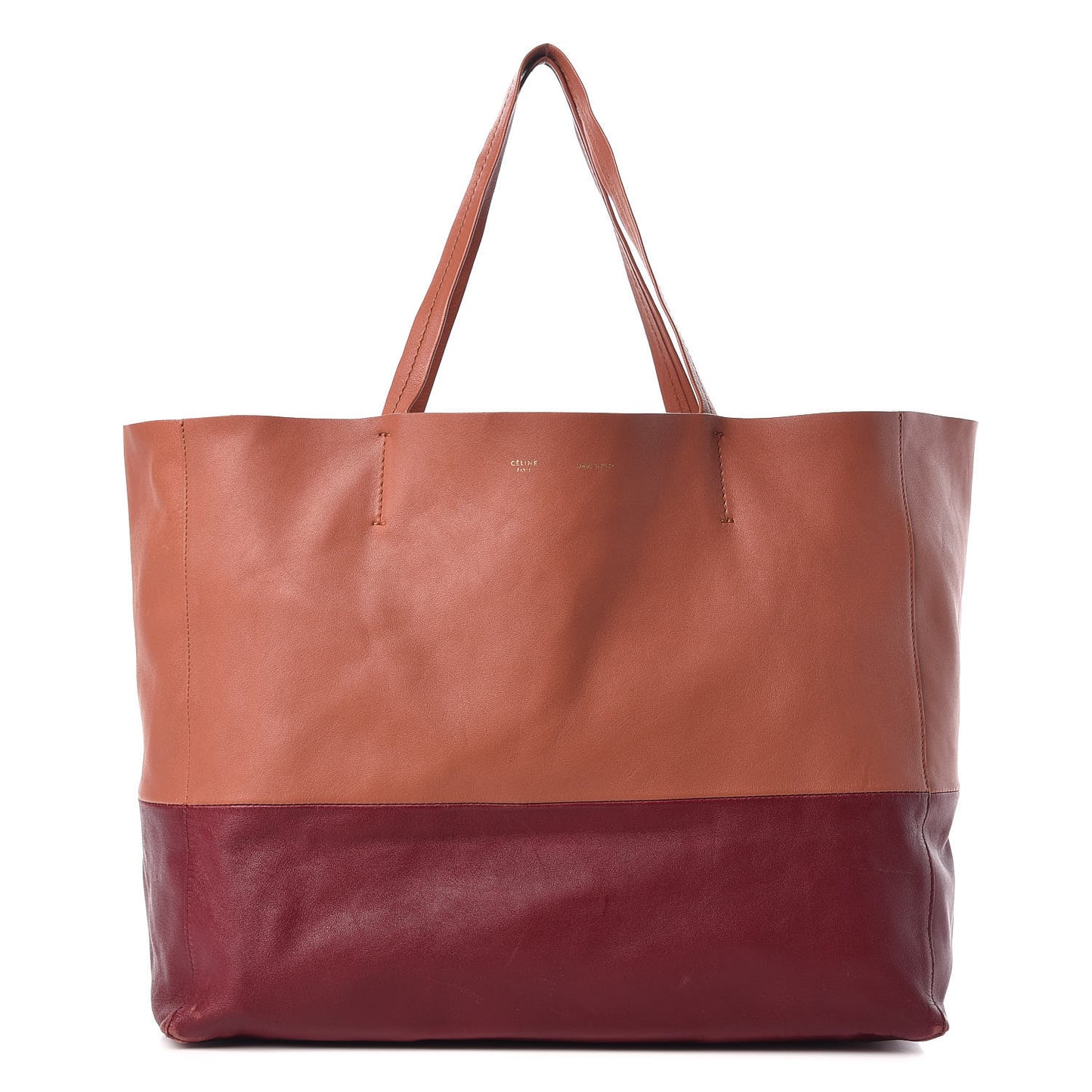 Lambskin Horizontal Bi-Color Cabas Peach Rust