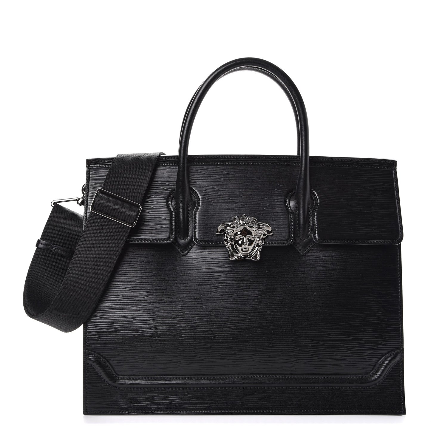 Legno Calfskin Palazzo Top Handle Briefcase Black