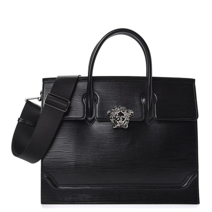 Versace Legno Calfskin Palazzo Top Handle Briefcase Black 1 of 7
