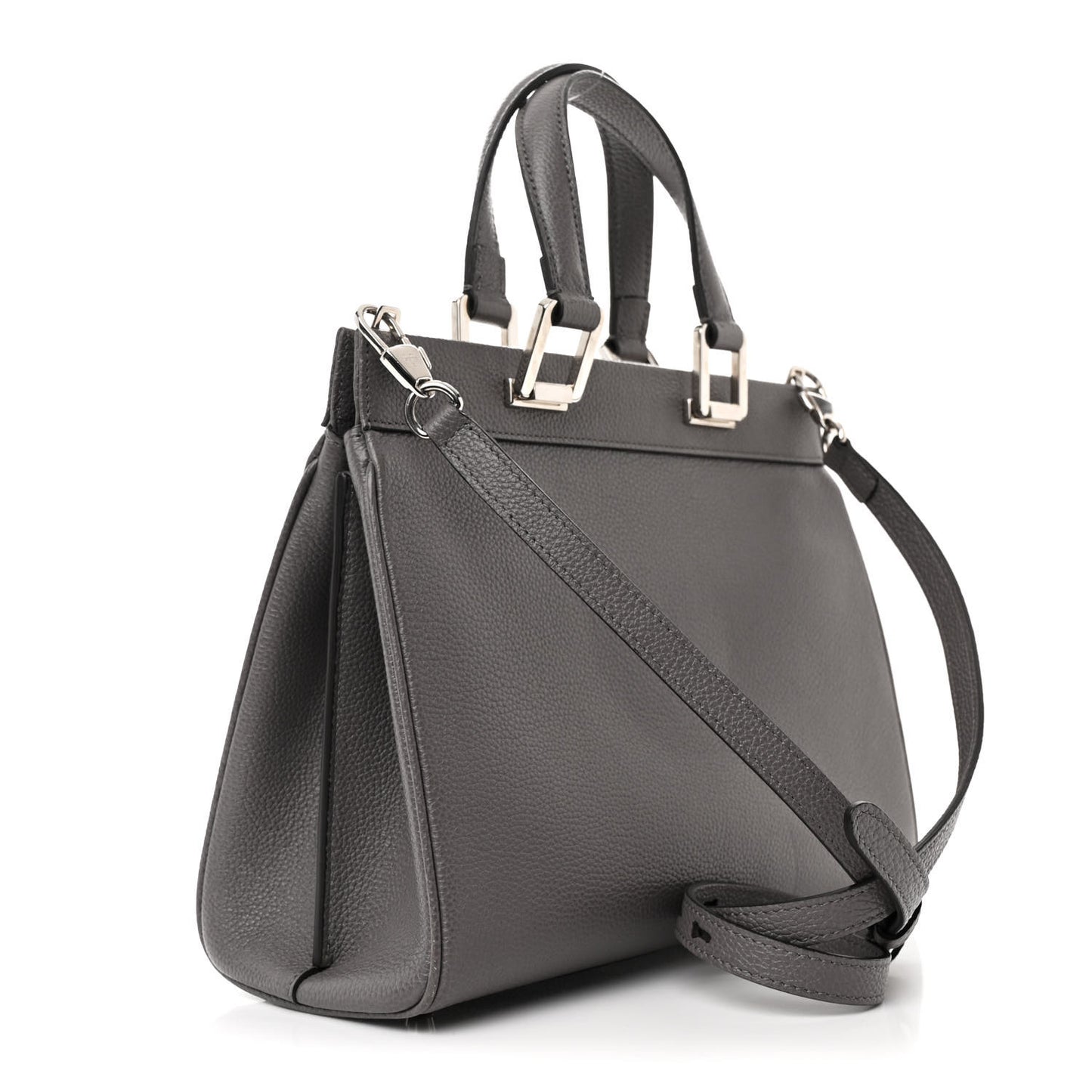 Grainy Calfskin Small Zumi Top Handle Bag Dusty Grey