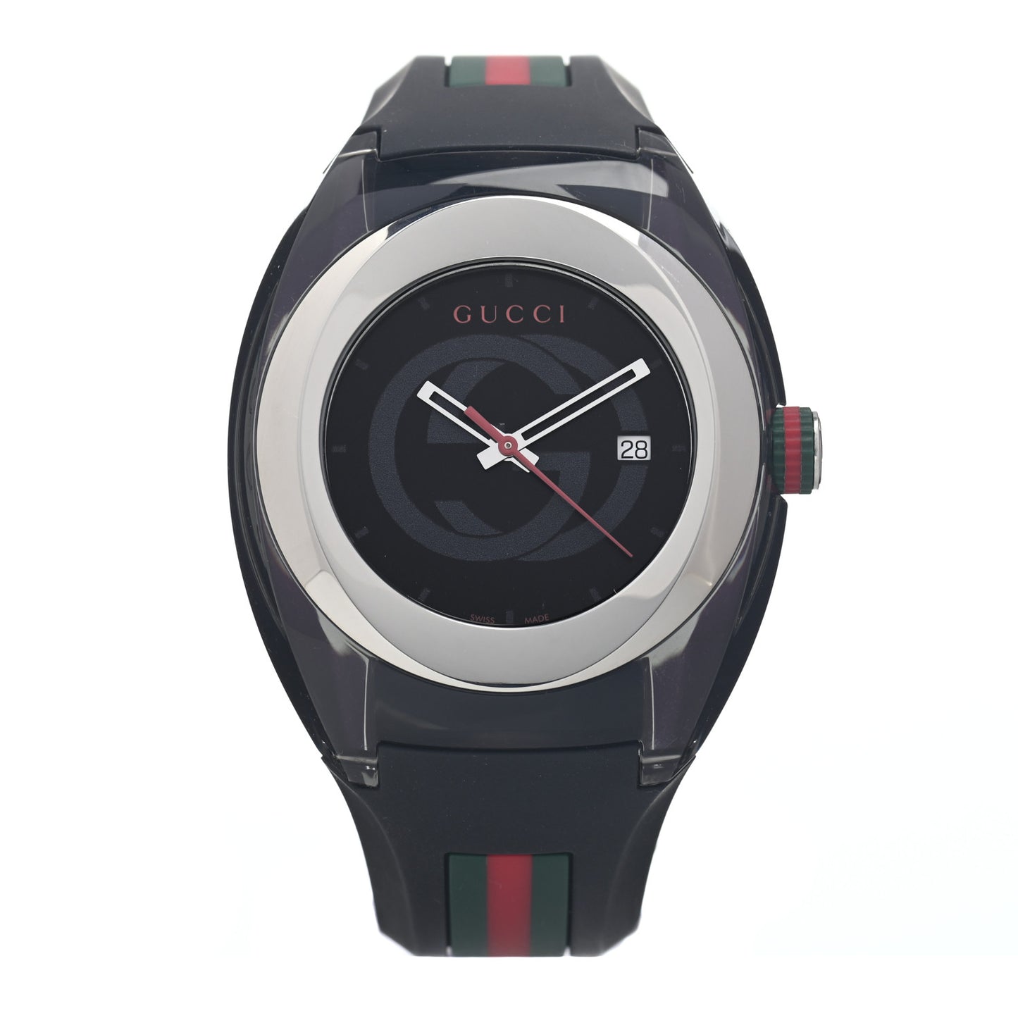 Stainless Steel Rubber 46mm Sync Web Quartz Watch Black