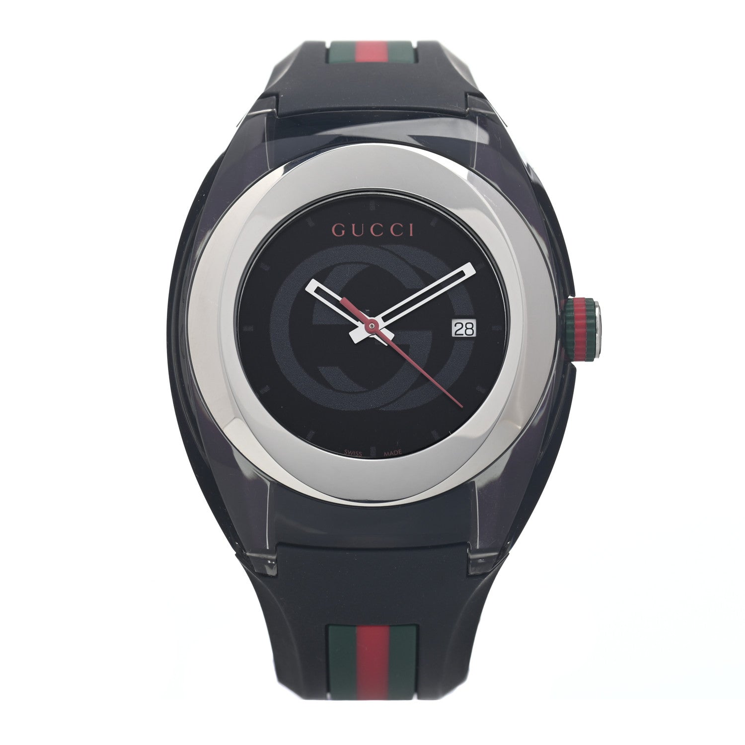Gucci Stainless Steel Rubber 46mm Sync Web Quartz Watch Black 1 of 5
