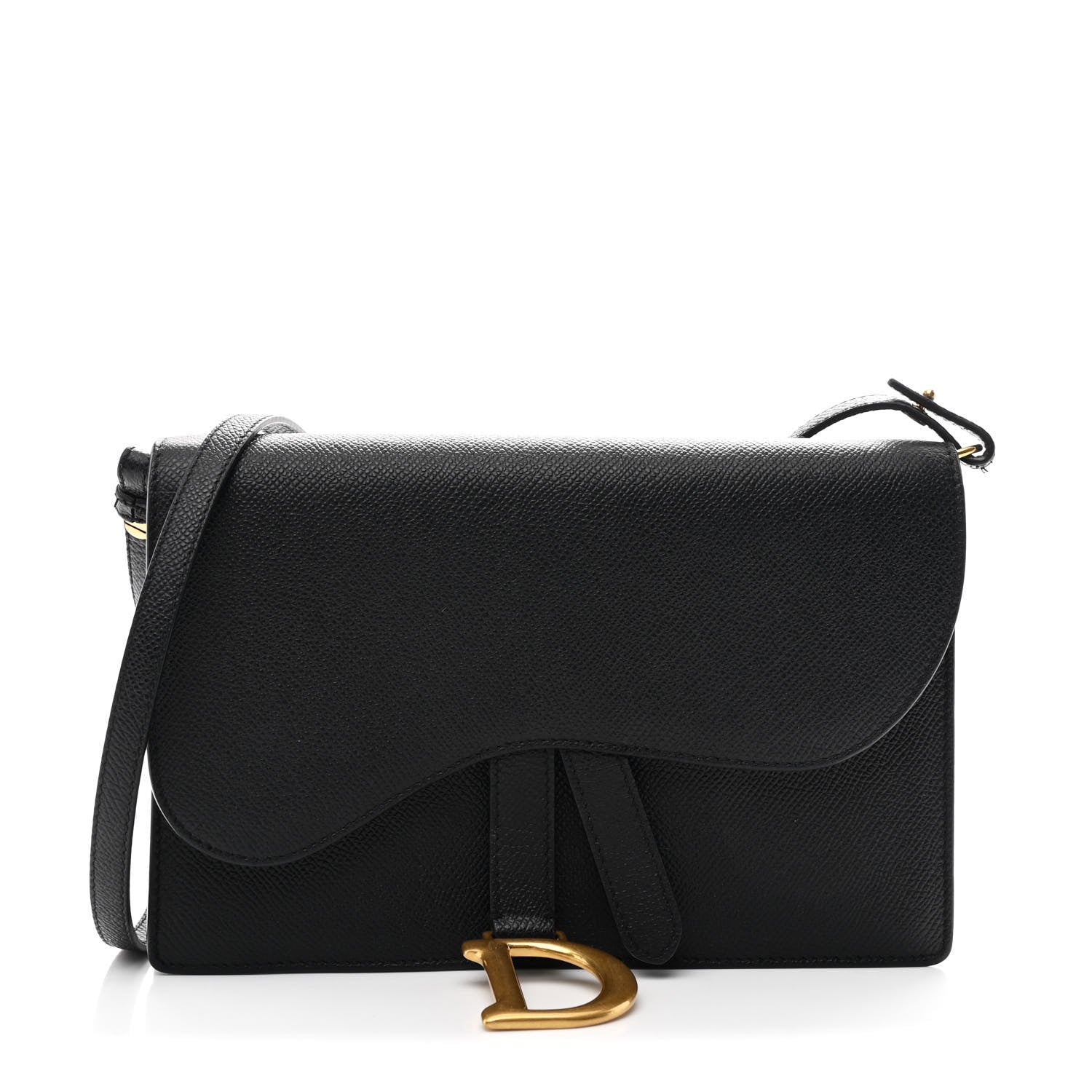Christian Dior Grained Calfskin Saddle Pouch Bag Black 1 of 11