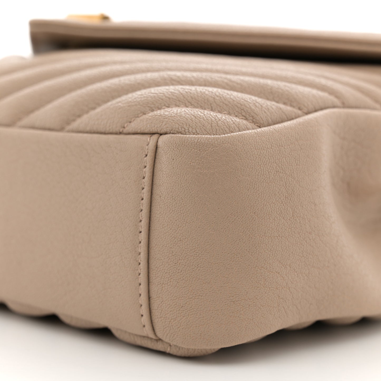 Sheepskin Matelasse Chevron Monogram Medium College Bag Dark Beige