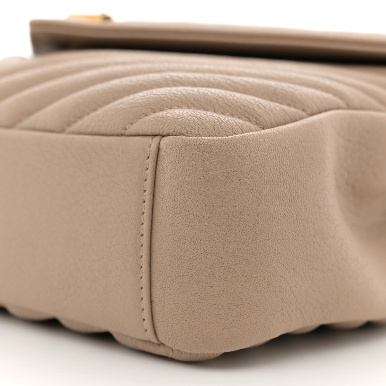 Saint Laurent Sheepskin Matelasse Chevron Monogram Medium College Bag Dark Beige 10 of 10