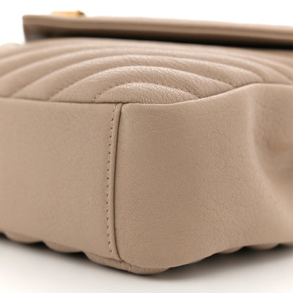 Saint Laurent Sheepskin Matelasse Chevron Monogram Medium College Bag Dark Beige 10 of 10