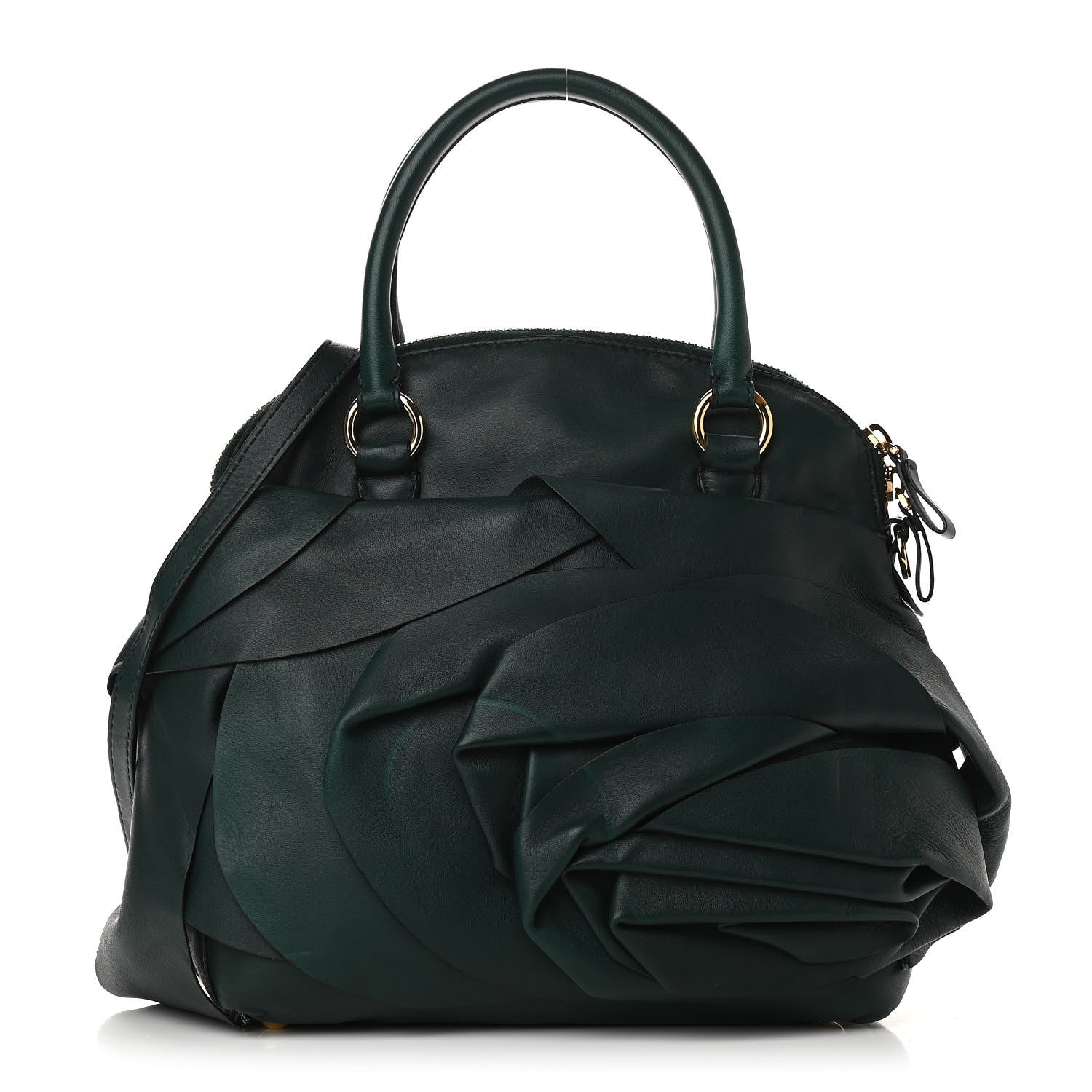 Valentino Garavani Nappa Pleated Petale Tote Green 1 of 12