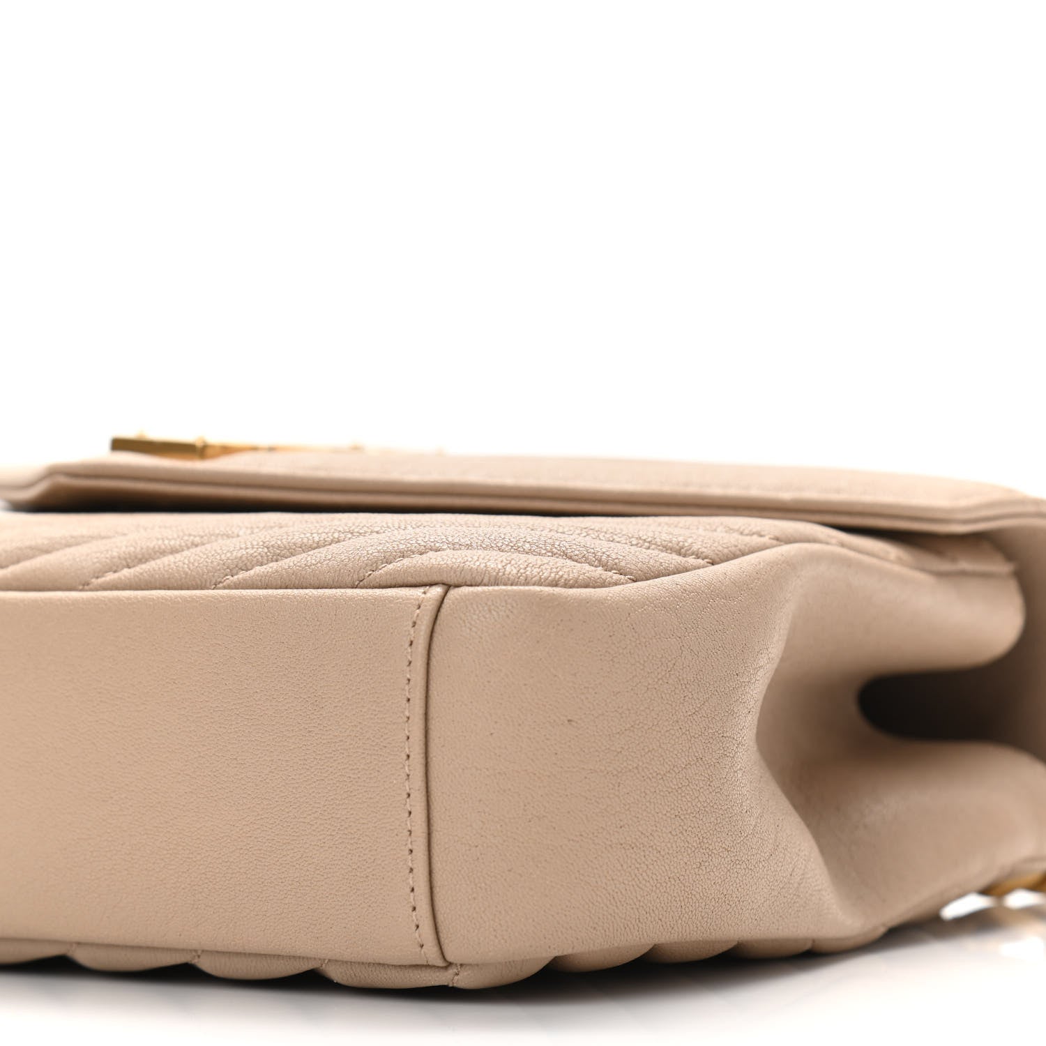 Saint Laurent Sheepskin Matelasse Chevron Monogram Medium College Bag Dark Beige 9 of 9