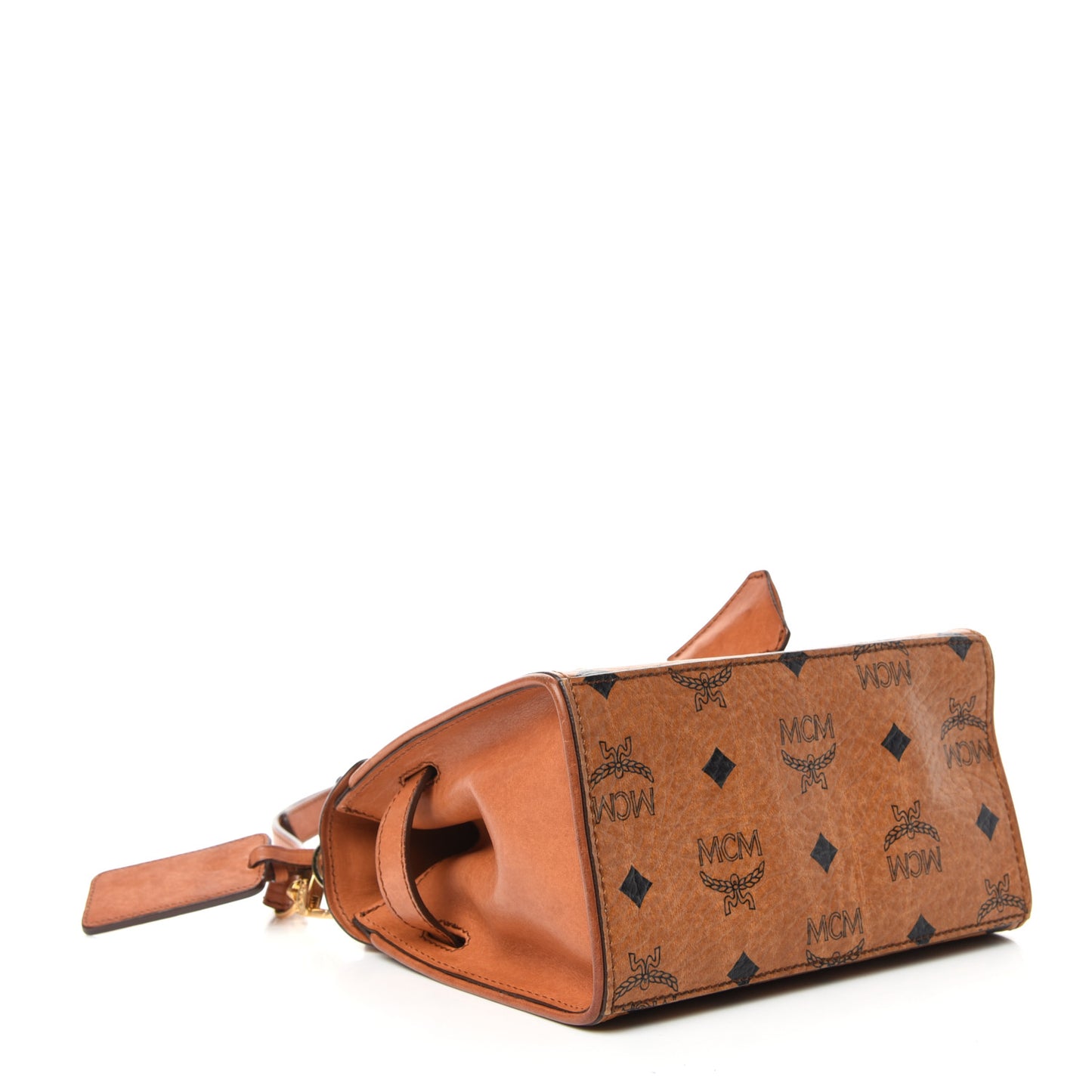 Visetos Mini Heritage Top Handle Satchel Cognac