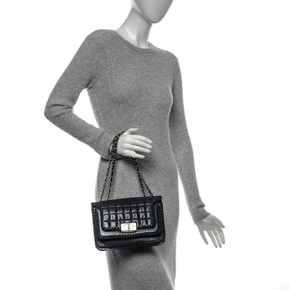 Chanel Aged Calfskin Square Quilted Mademoiselle Crochet Flap Navy 2 of 8