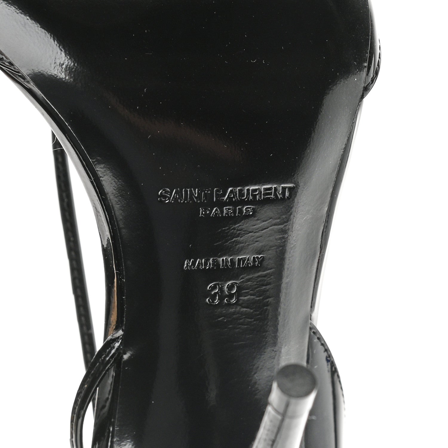 Saint Laurent Patent Calfskin Anouk 110 Sandals 39 Black 7 of 9