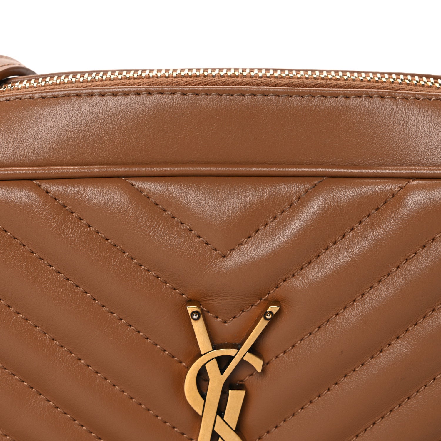 Saint Laurent Calfskin Matelasse Monogram Lou Camera Bag Cinnamon 8 of 10