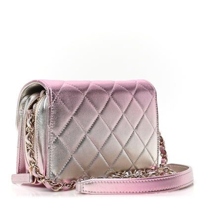 Chanel Metallic Lambskin Like A Wallet Flap Golden Pink 3 of 10