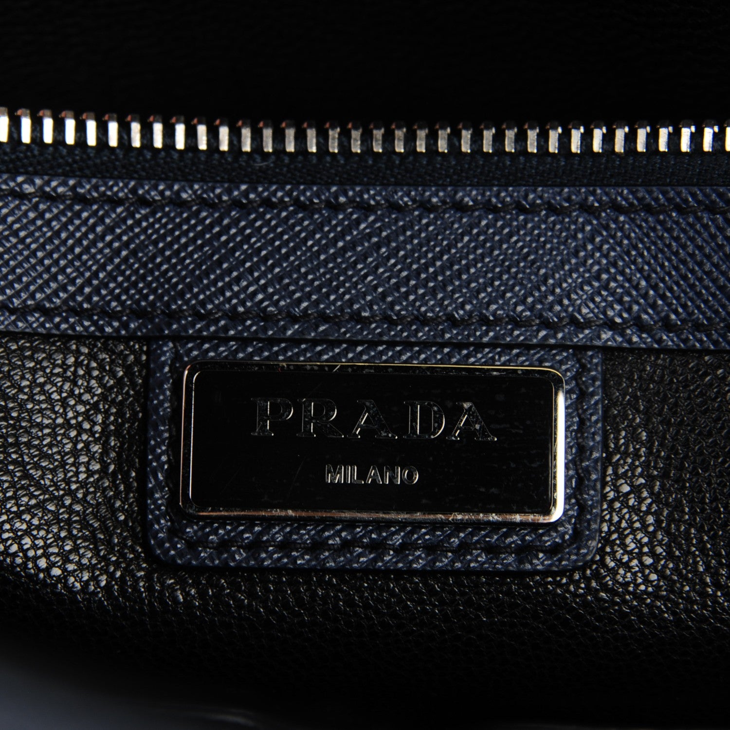 Prada Saffiano Cuir Double Handle Tote Baltico 6 of 8