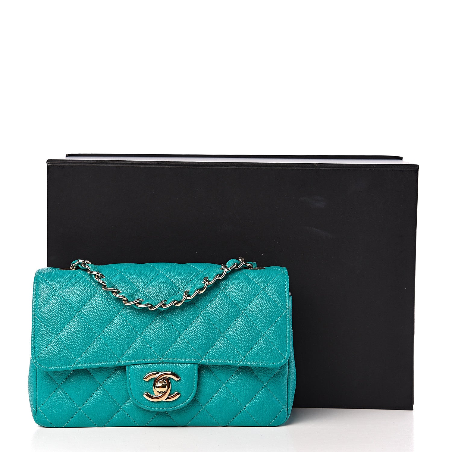 Chanel Caviar Quilted Mini Rectangular Flap Turquoise 10 of 10