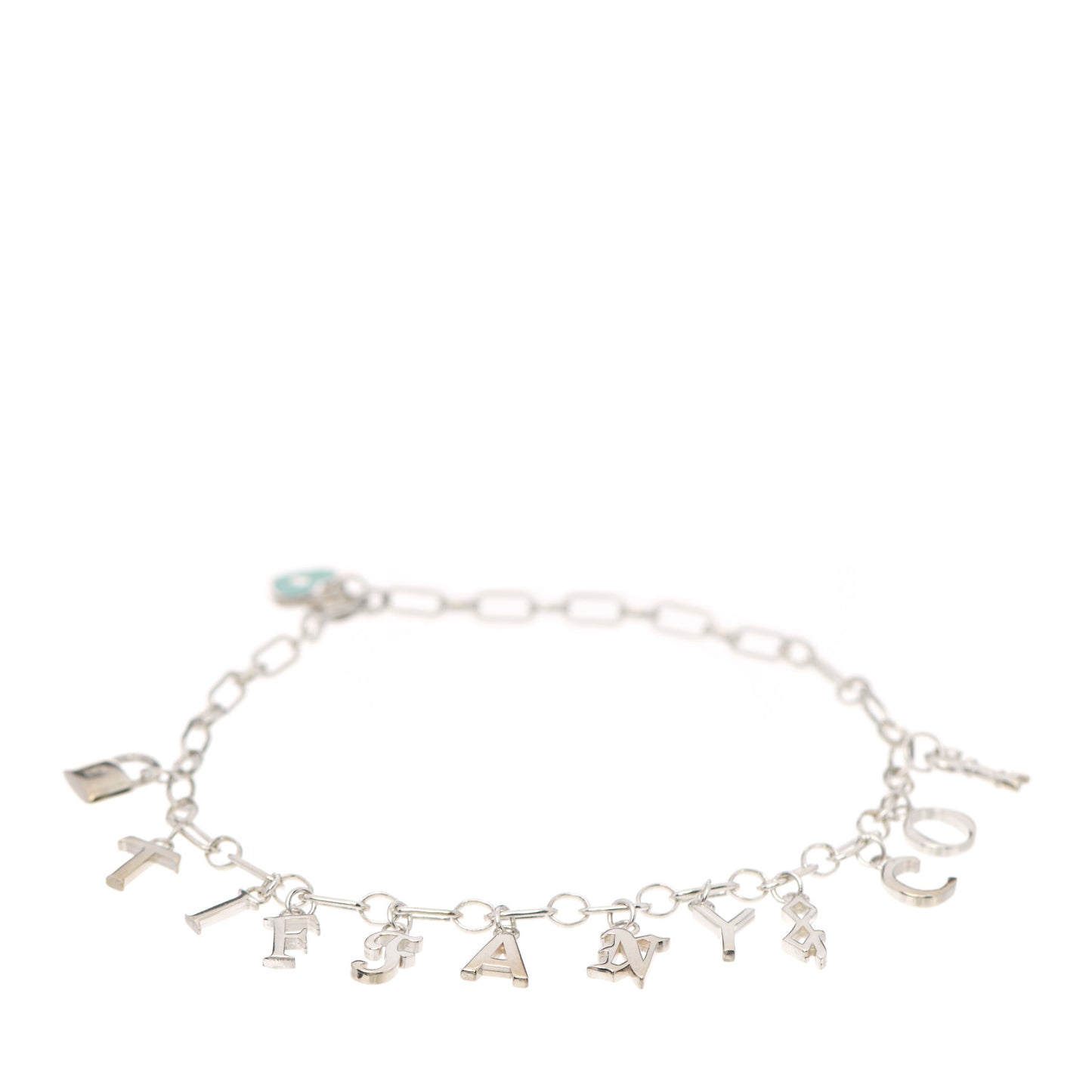 Sterling Silver Enamel Love Notes Logo Charm Bracelet Blue