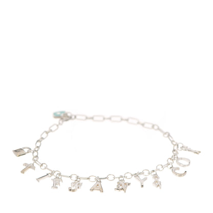 Tiffany Sterling Silver Enamel Love Notes Logo Charm Bracelet Blue 1 of 4