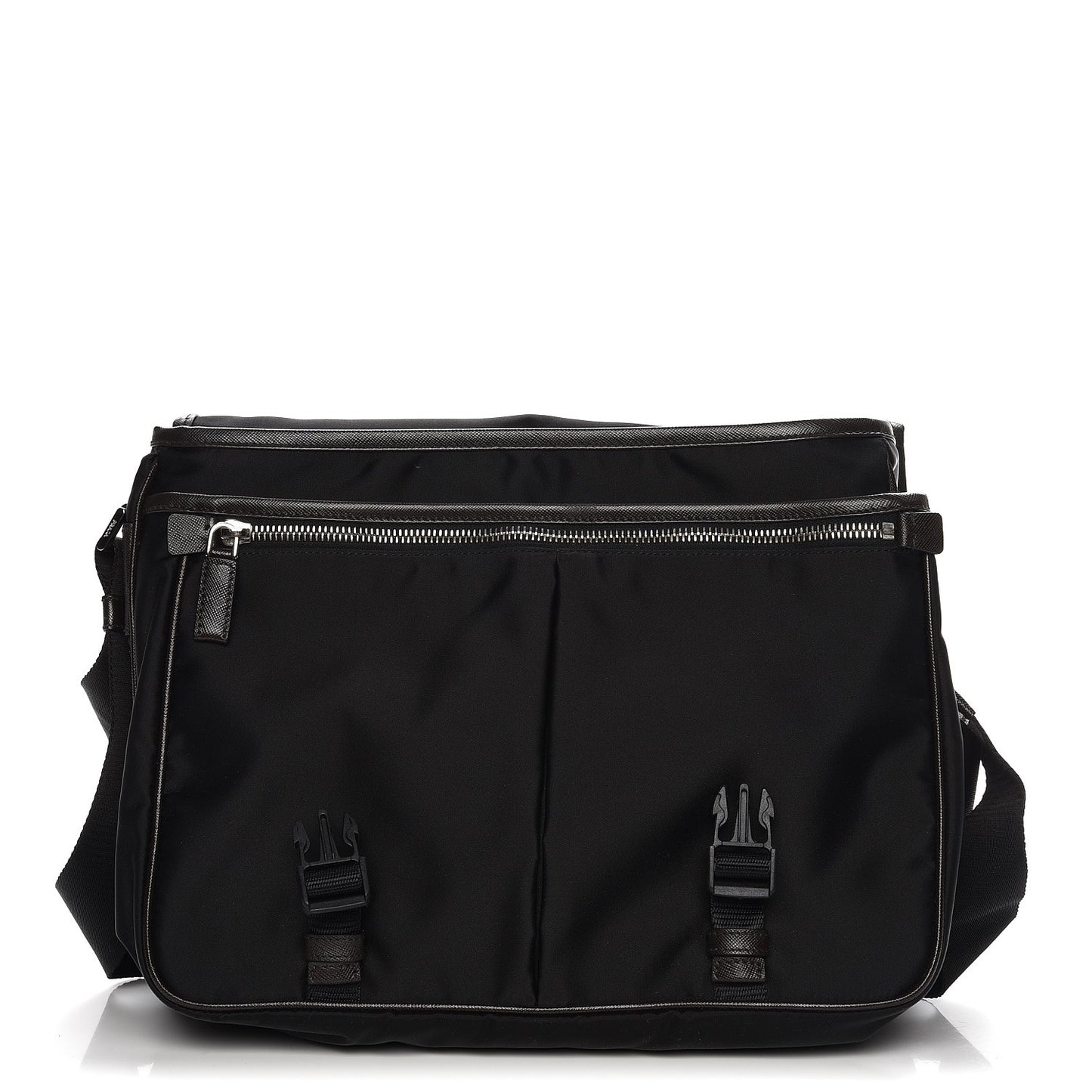 Tessuto Nylon Saffiano Logo Messenger Bag Black