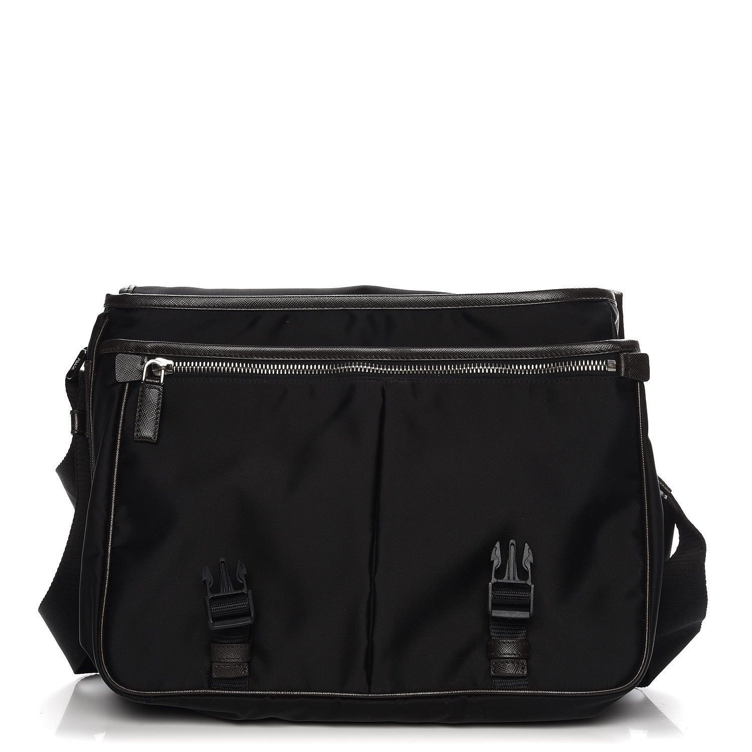 Prada Tessuto Nylon Saffiano Logo Messenger Bag Black 5 of 12