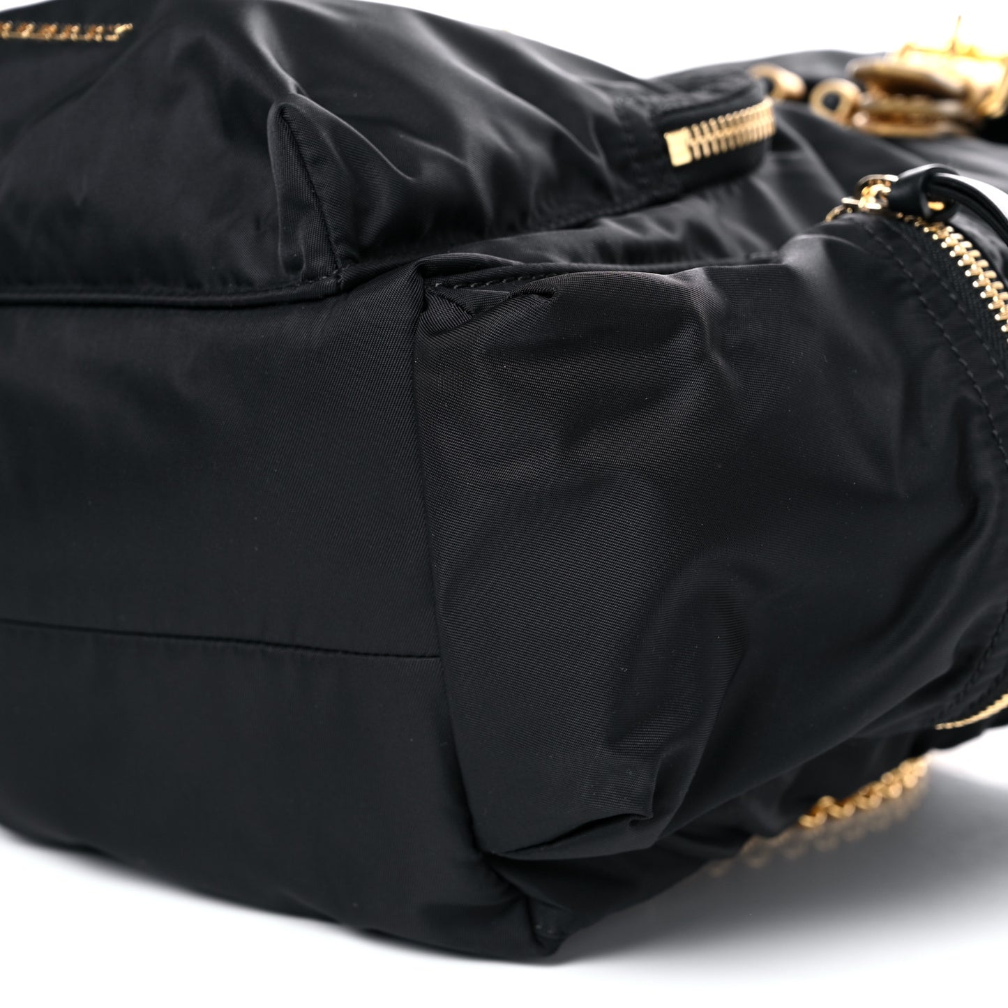 Nylon Large Rucksack Backpack Black Gold