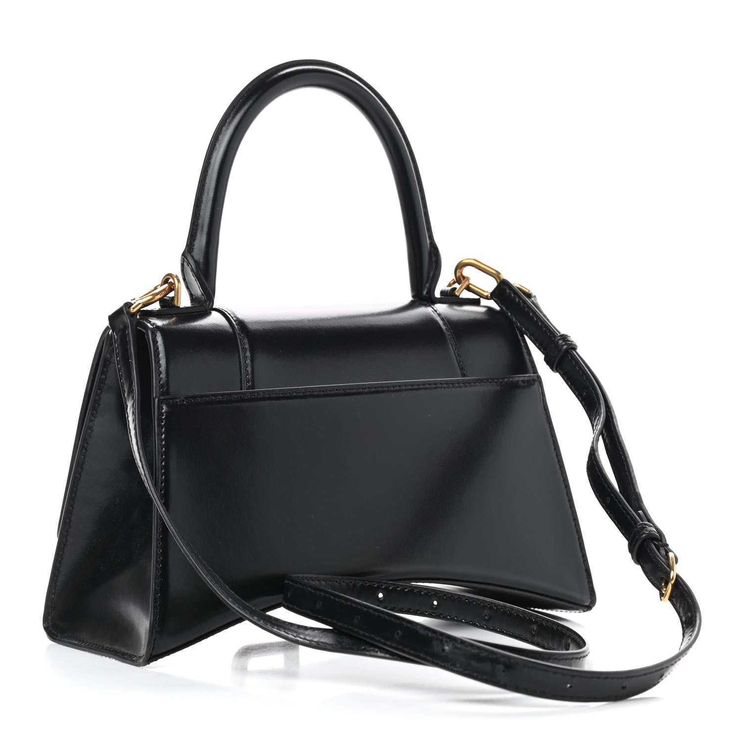 Balenciaga Shiny Box Calfskin Small Hourglass Top Handle Bag Black 2 of 10