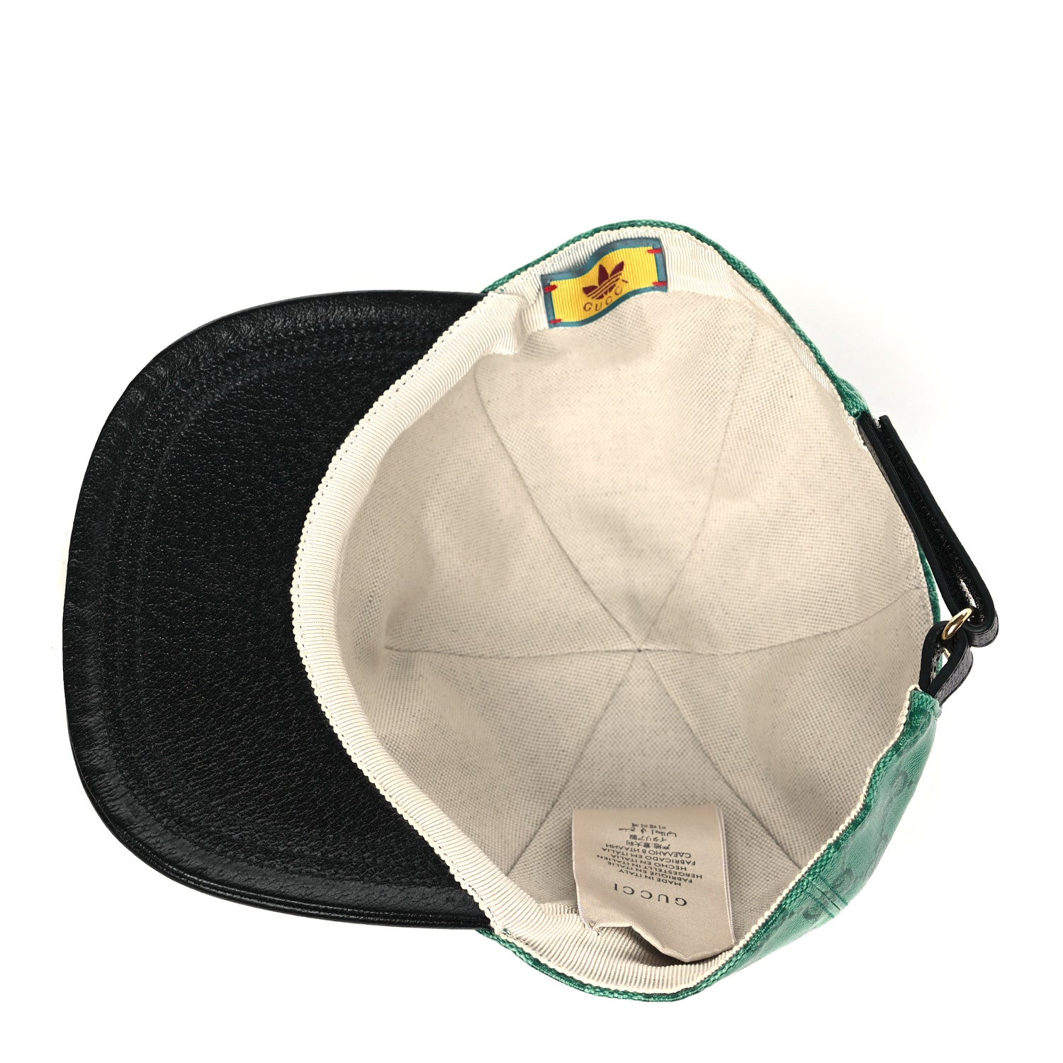 Gucci X ADIDAS Crystal Monogram Textured Dollar Calfskin Trefoil Embroidered Stefanos Baseball Hat New Shamarock Black 5 of 8