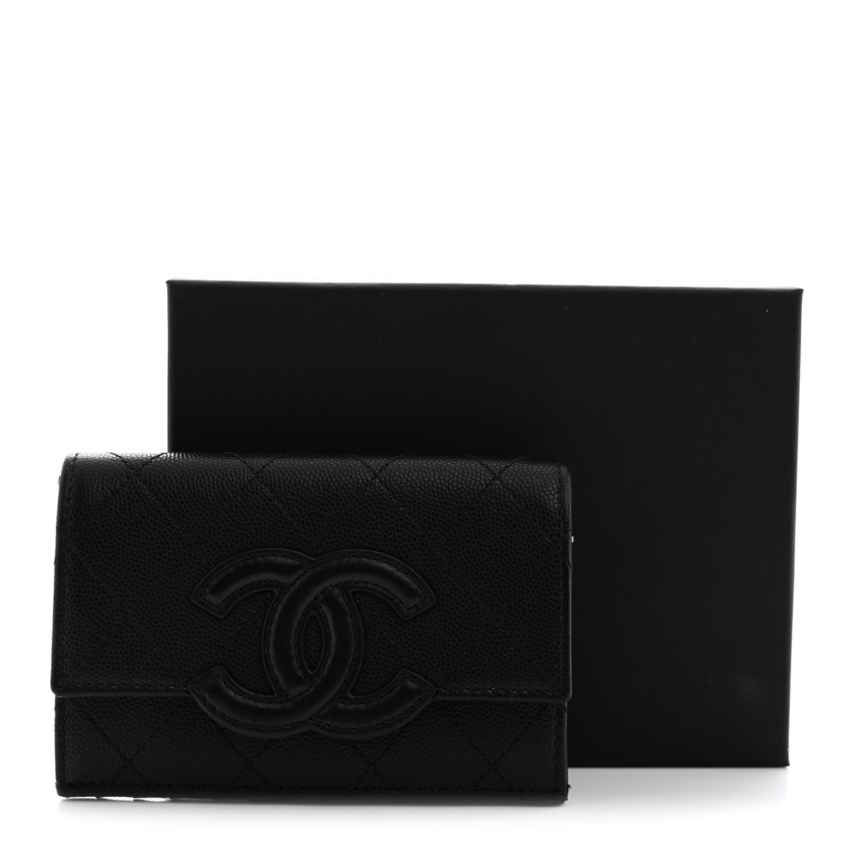 Chanel Caviar Lambskin Quilted CC Flap Card Holder Black 8 of 8