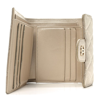 Chanel Metallic Lambskin Quilted Flap Card Holder Wallet Light Gold 5 of 10