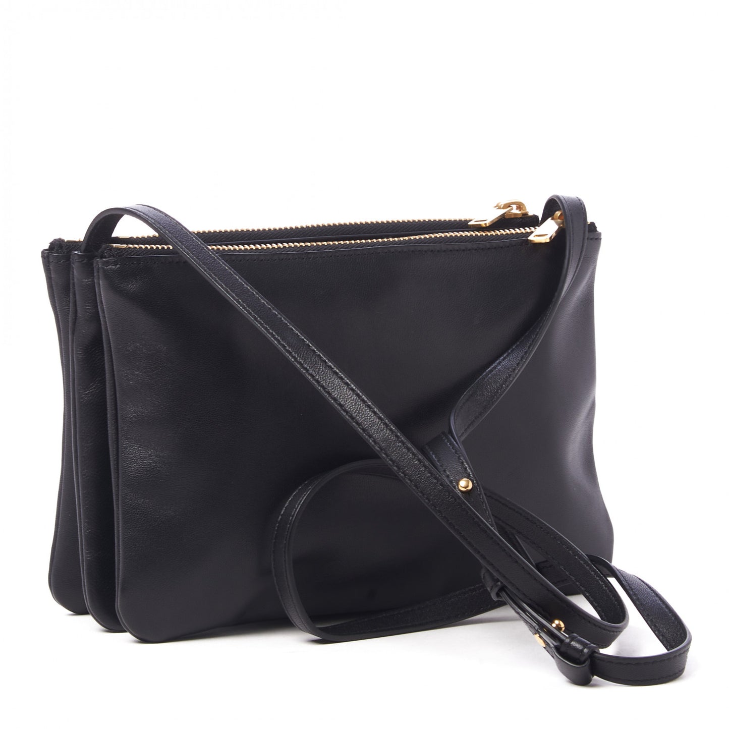 Lambskin Small Trio Crossbody Bag Black