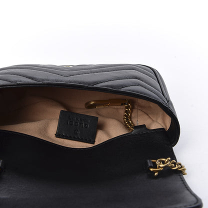 Gucci Calfskin Matelasse Super Mini GG Marmont Shoulder Bag Black 4 of 10