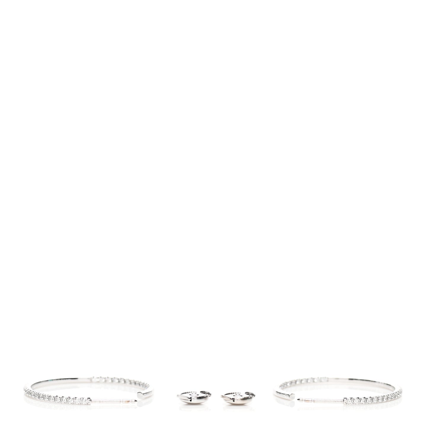 18K White Gold Diamond Medium Metro Hoop Earrings