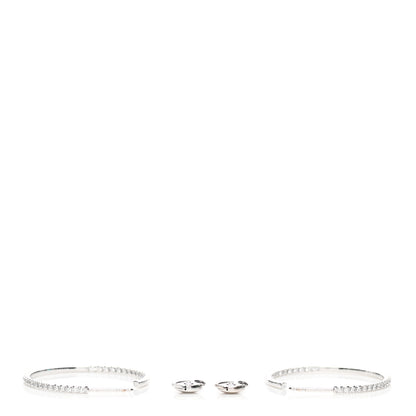 Tiffany 18K White Gold Diamond Medium Metro Hoop Earrings 4 of 5