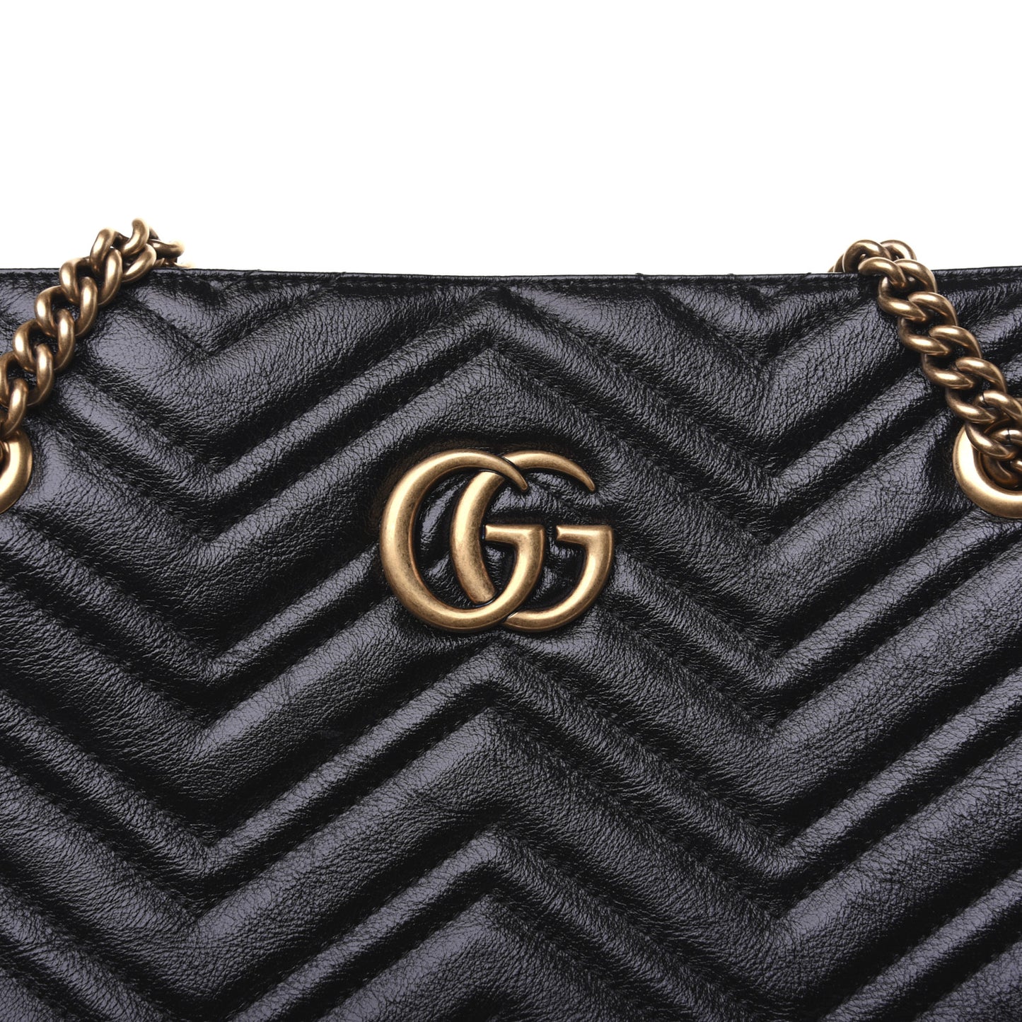 Vintage Calfskin Matelasse Medium GG Marmont Slim Tote Black
