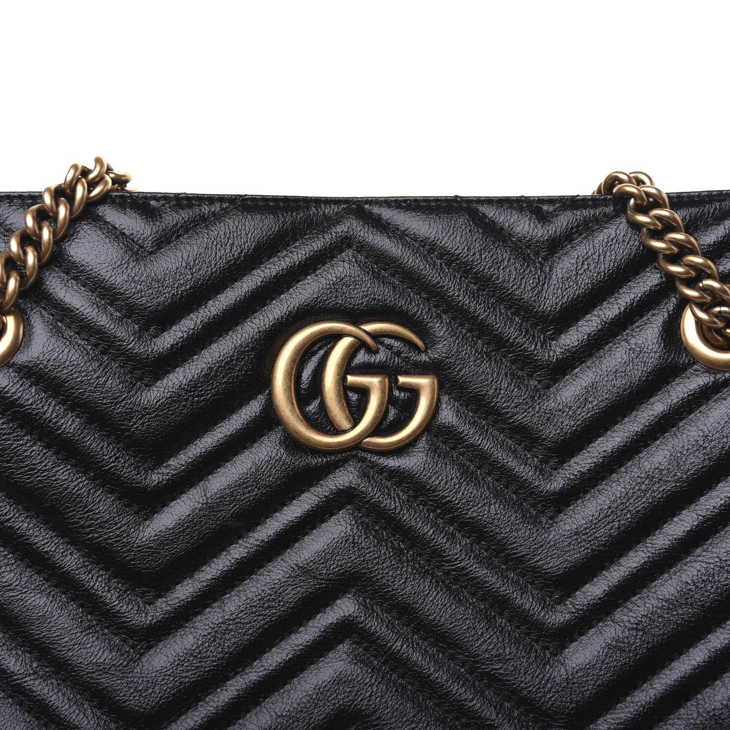Gucci Vintage Calfskin Matelasse Medium GG Marmont Slim Tote Black 10 of 16