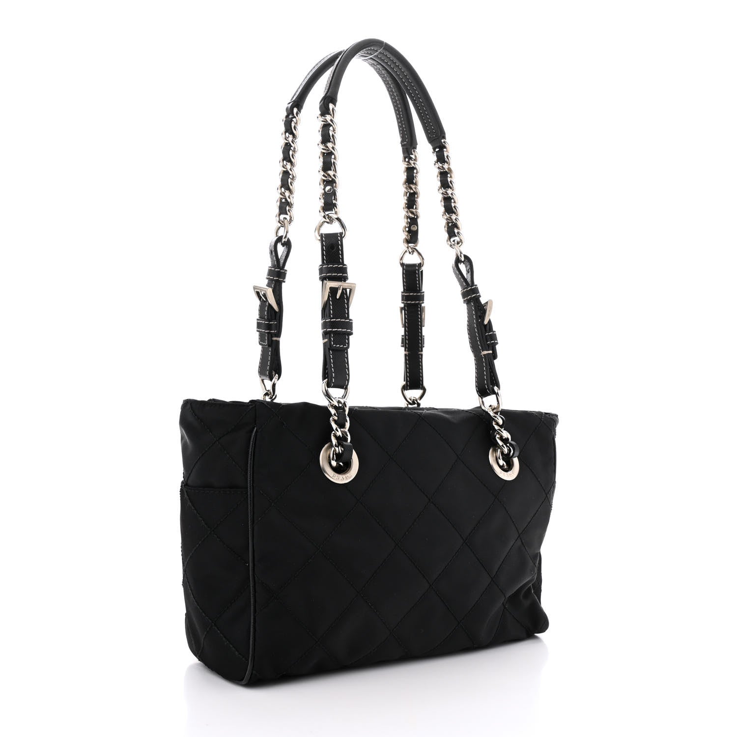 Prada Nylon Tessuto Quilted Chain Shoulder Bag Black 3 of 15