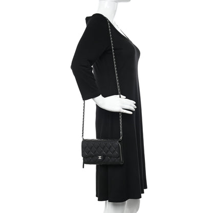 Chanel Caviar Quilted Phone Holder Wallet on Removable Chain Black 2 of 17
