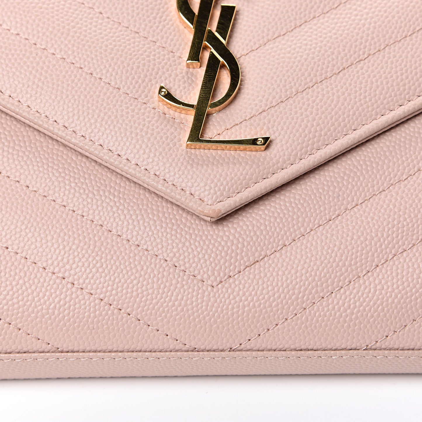 Grain De Poudre Matelasse Chevron Monogram Chain Wallet Pale Blush