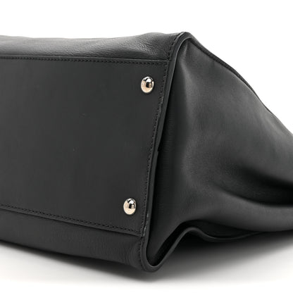 Fendi Vitello Dolce Marmol Patent Crocodile Trapuntata Large Peekaboo Iconic Satchel Black Fumo 10 of 15