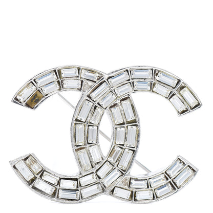 Chanel Baguette Crystal CC Brooch Silver 1 of 4