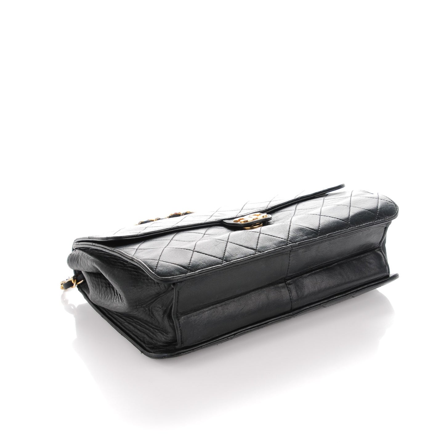 Lambskin Quilted Medium Single Flap Black