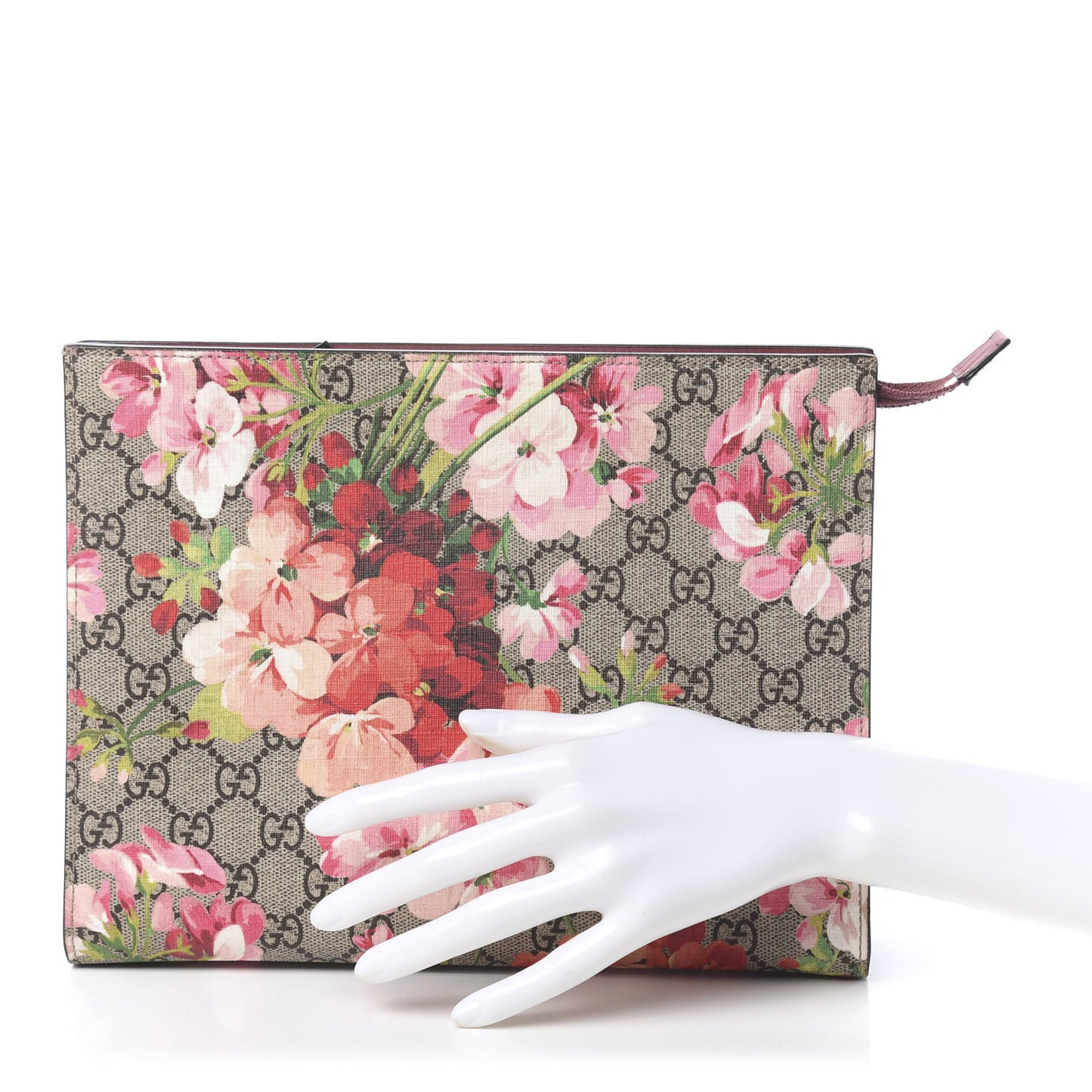 GG Supreme Monogram Blooms Large Cosmetic Case Beige Multicolor Dry Rose