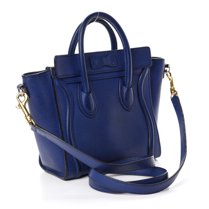 Celine Drummed Calfskin Nano Luggage Indigo 3 of 9