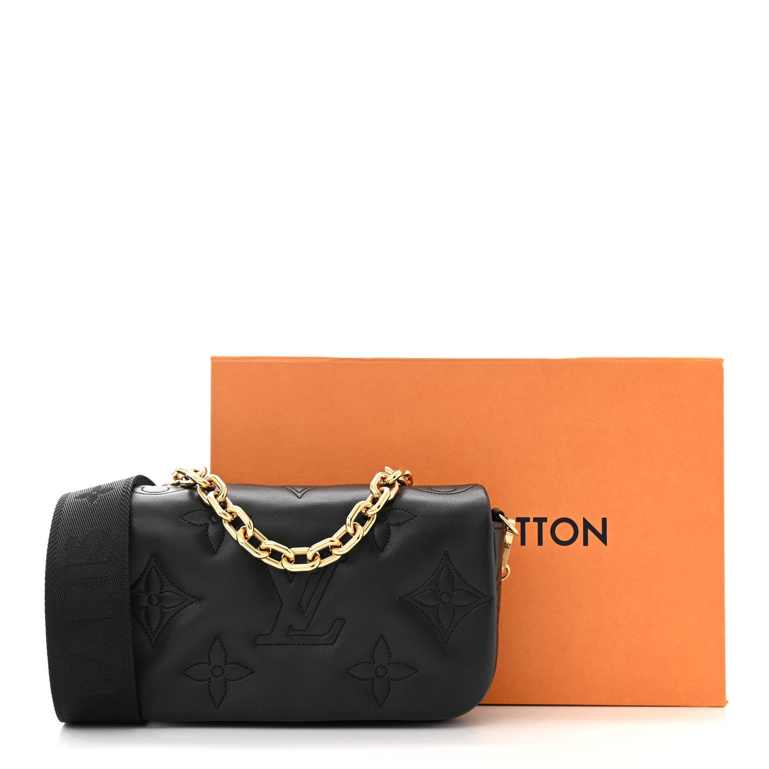 Louis Vuitton Calfskin Bubblegram Wallet On Strap Black 10 of 10