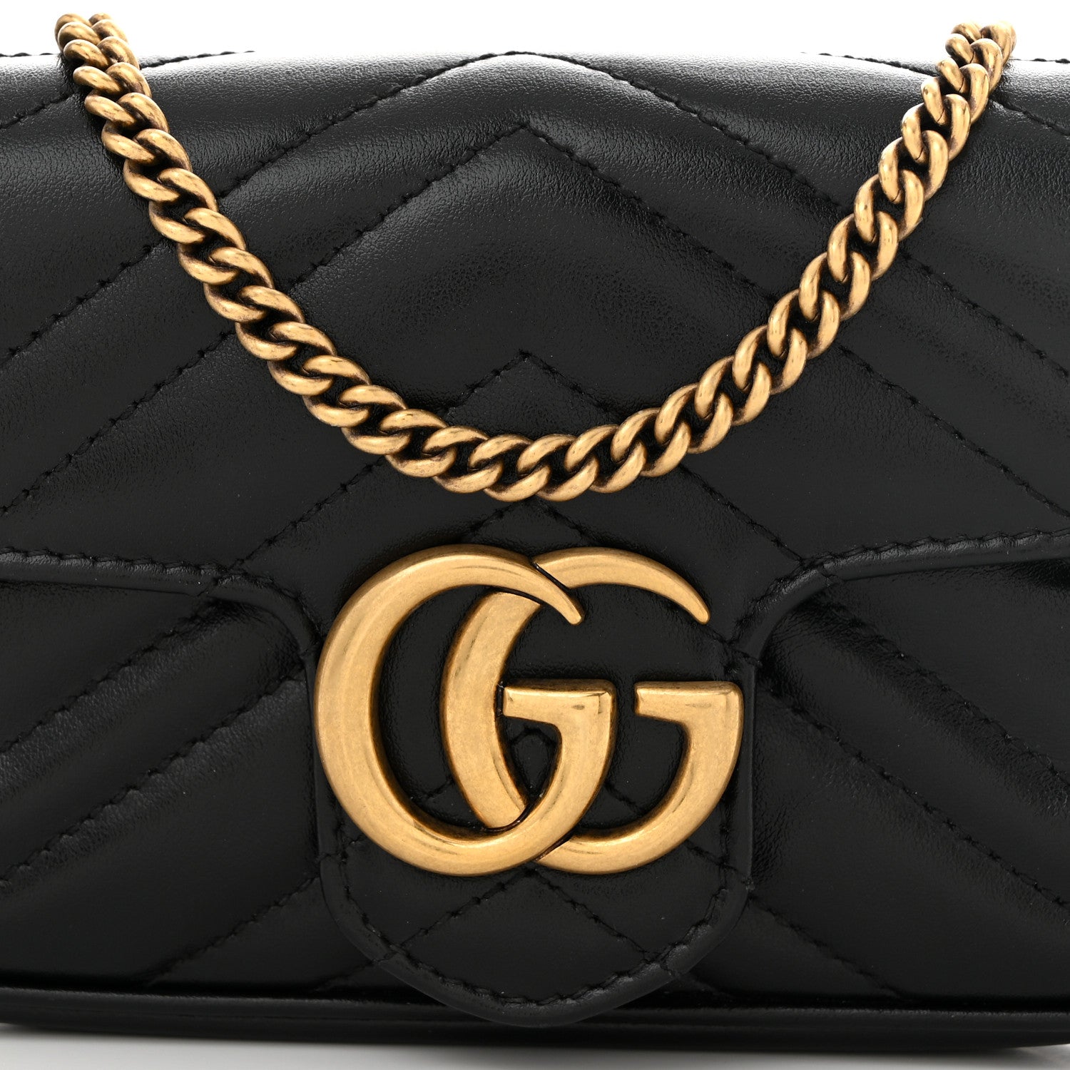 Gucci Calfskin Matelasse Super Mini GG Marmont Shoulder Bag Black 8 of 10