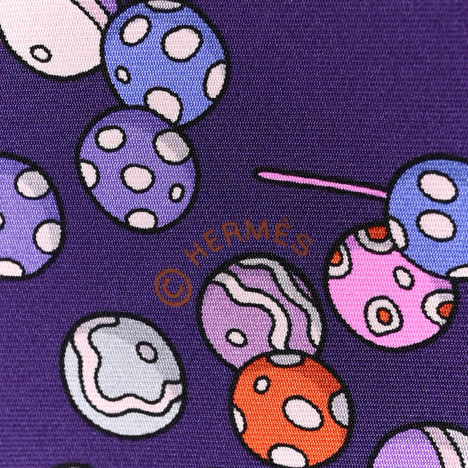 Hermes Silk Dancing Pearls Scarf 90  Aubergine Violet Rose Vif 5 of 5