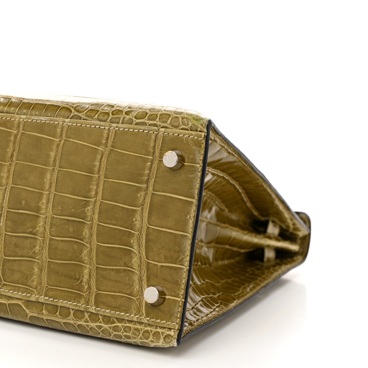 Shiny Porosus Crocodile Kelly Sellier 32 Vert Anis