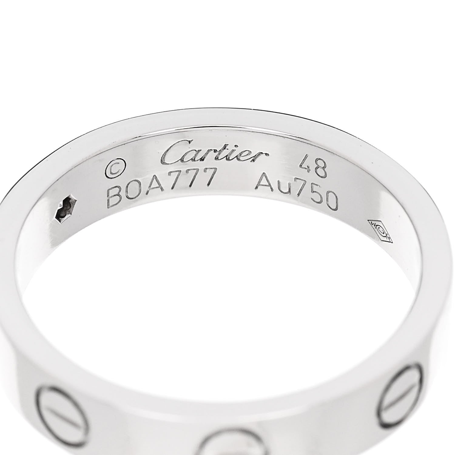 Cartier 18K White Gold Diamond 4mm LOVE Wedding Band Ring 48 4.5 4 of 4