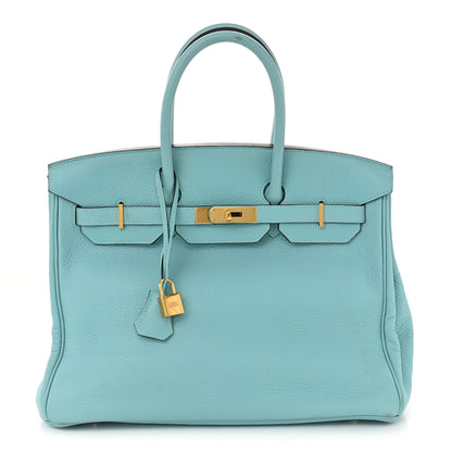 Hermes Taurillon Clemence BIRKIN 35  Bleu Atoll 1 of 14
